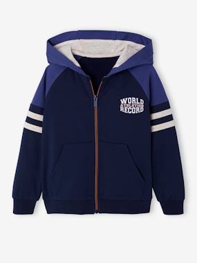 -Sweat garçon zippé à capuche sport manches raglan 