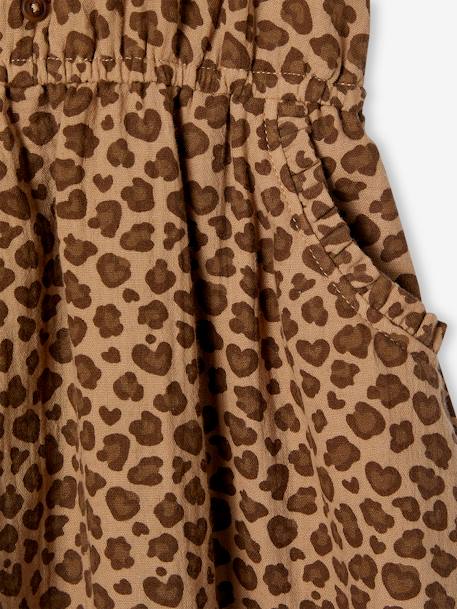 Robe à bretelles fille en gaze de coton beige+corail+sable+vert émeraude - vertbaudet enfant 