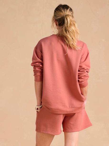 Ensemble grossesse 'Cool Mom' sweat et short en molleton terracotta - vertbaudet enfant 