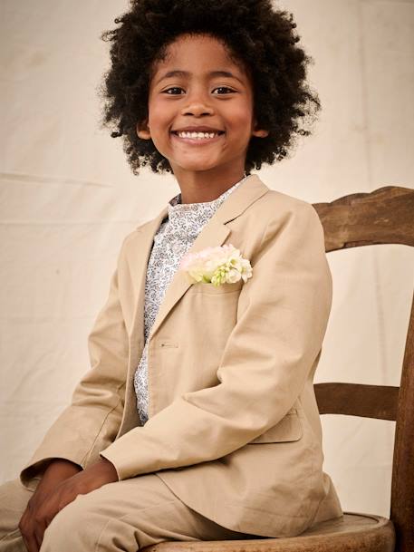 Veste garçon cérémonie en coton/lin beige+beige clair+bleu+marine foncé+vert sauge - vertbaudet enfant 