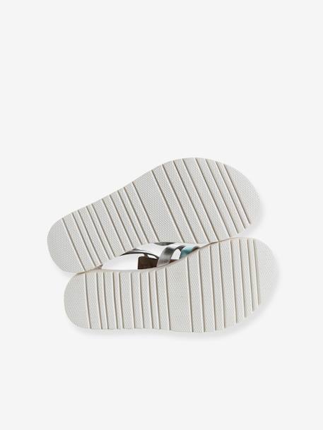 Leather Gladiator Sandals for Children, Designed for Autonomy silver - vertbaudet enfant 