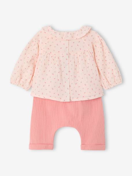 Newborn sleepsuit and trousers set rose - vertbaudet enfant 