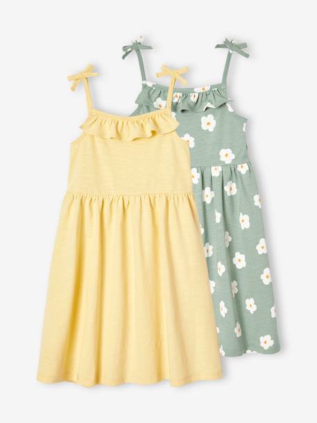 Lot de 2 robes fille à bretelles marine+vert sauge - vertbaudet enfant 