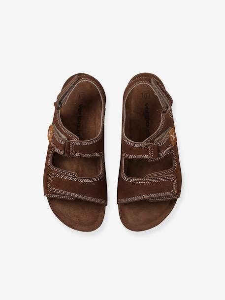 Leather Hook-&-Loop Sandals for Children camel - vertbaudet enfant 