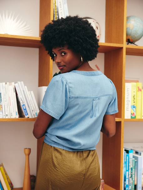 Press-Stud Blouse in Lyocell for Maternity & Nursing stone - vertbaudet enfant 