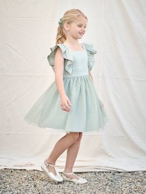 -Robe cérémonie fille satin de coton à volants