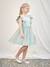 Robe cérémonie fille satin de coton à volants blanc+écru+rose pâle+vert sauge - vertbaudet enfant 