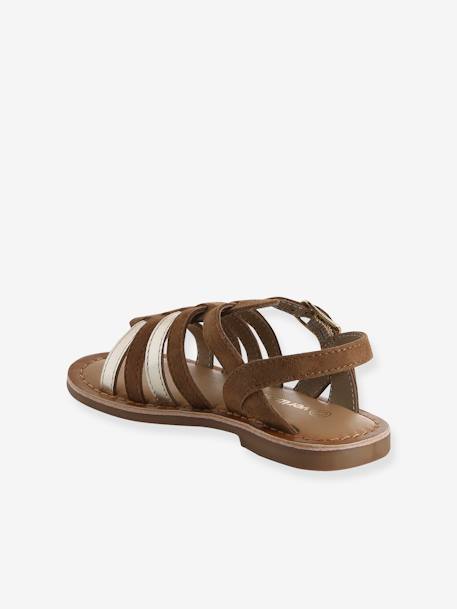 Multi-Strap Leather Sandals for Girls, Designed for Autonomy 6510+caramel+multicoloured - vertbaudet enfant 