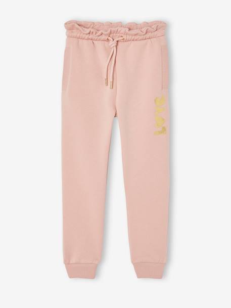 Jogging fille molleton motif love irisé rose+vert sauge - vertbaudet enfant 