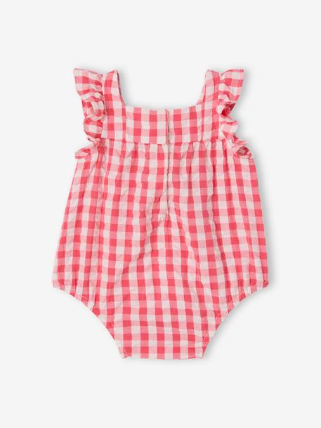 Sleeveless gingham sleepsuit raspberry pink - vertbaudet enfant 