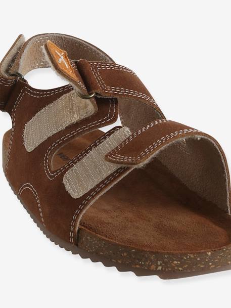Leather Hook-&-Loop Sandals for Children camel - vertbaudet enfant 