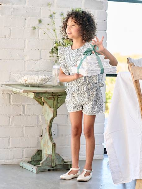 Occasion Wear Blouse + Shorts Set for Girls printed blue - vertbaudet enfant 