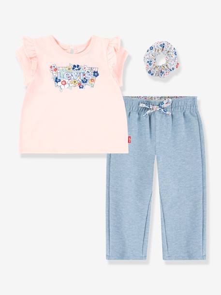 Set Top + bermuda shorts + Ruffle hair scrunchie LEVI'S® rose - vertbaudet enfant 