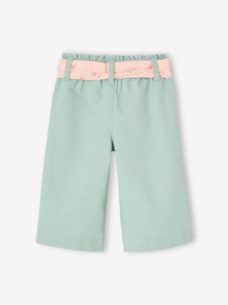 Pantalon large bébé avec ceinture à nouer bleu grisé - vertbaudet enfant 