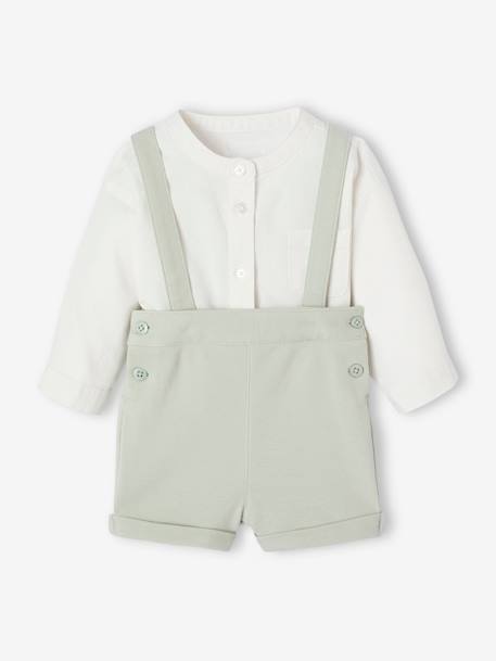 Occasion Wear Outfit: Shirt & Shorts for Babies beige+sage green - vertbaudet enfant 