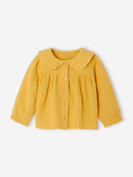 Baby cotton gauze shirt ochre - vertbaudet enfant 