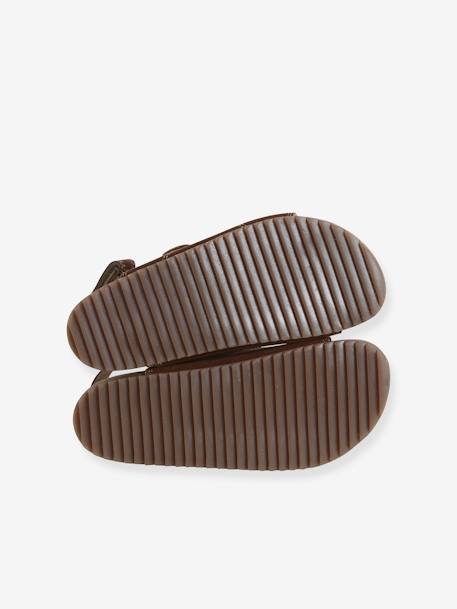 Leather Hook-&-Loop Sandals for Children camel - vertbaudet enfant 
