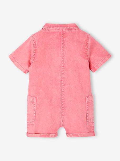 Combishort en twill bébé rose bonbon - vertbaudet enfant 