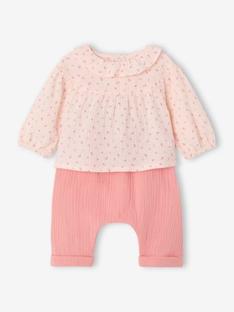 Newborn sleepsuit and trousers set rose - vertbaudet enfant 