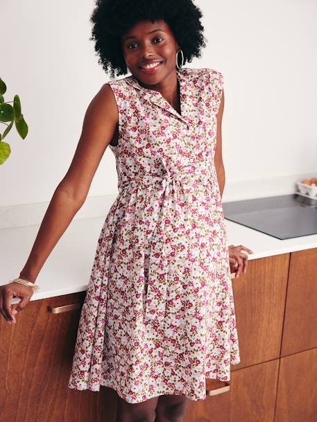 Sleeveless Shirt Dress, Maternity & Nursing navy blue+rose - vertbaudet enfant 
