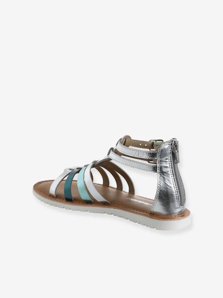 Leather Gladiator-Style Multi-Strap Sandals for Children silver - vertbaudet enfant 