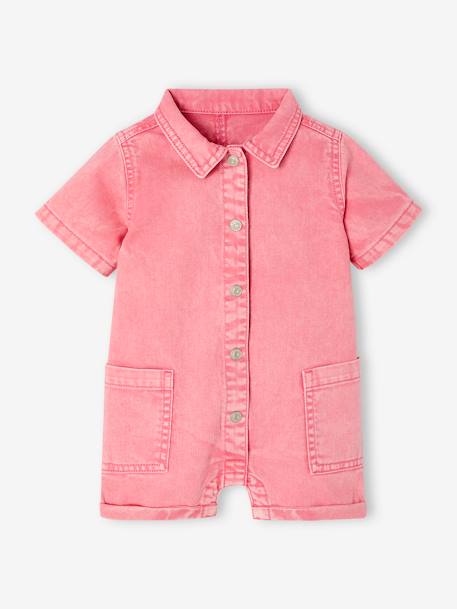 Combishort en twill bébé rose bonbon - vertbaudet enfant 