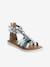Leather Gladiator Sandals for Children, Designed for Autonomy silver - vertbaudet enfant 