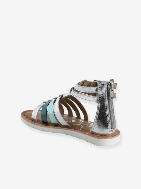 Leather Gladiator Sandals for Children, Designed for Autonomy silver - vertbaudet enfant 