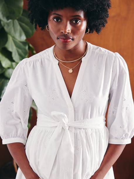 Short Broderie Anglaise Dress, Maternity & Nursing white - vertbaudet enfant 