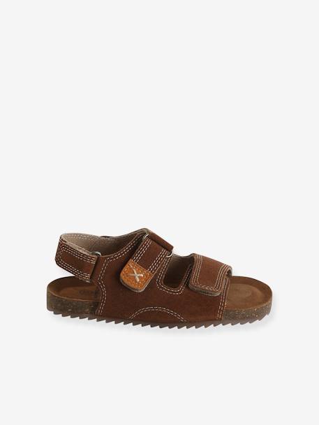 Leather Hook-&-Loop Sandals for Children, Designed for Autonomy camel - vertbaudet enfant 