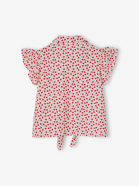 Tie-Front Blouse in Cotton Gauze for Girls vanilla - vertbaudet enfant 