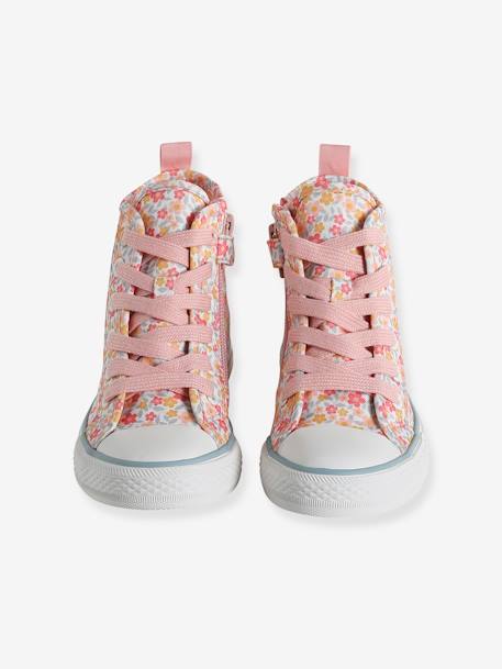 High Top Trainers in Fancy Fabric, for Girls printed white - vertbaudet enfant 