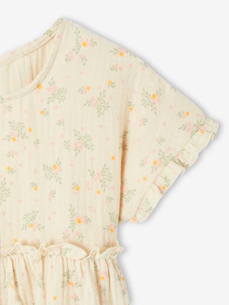 Printed cotton gauze blouse for girls beige+grey blue+vanilla - vertbaudet enfant 