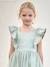 Robe cérémonie fille satin de coton à volants blanc+écru+rose pâle+vert sauge - vertbaudet enfant 