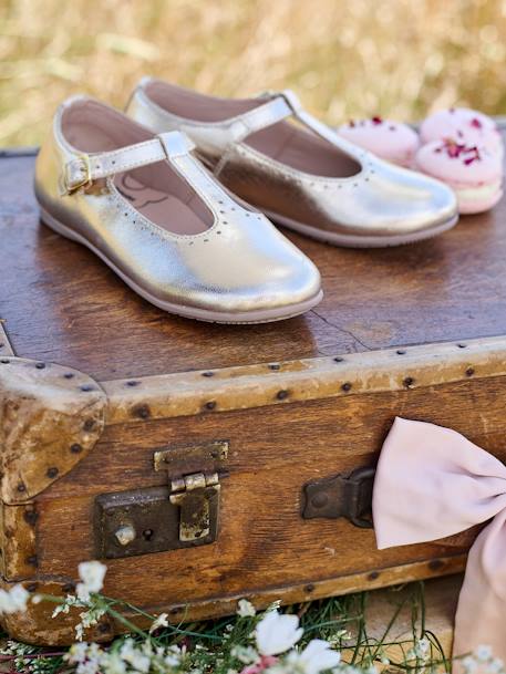 Ballet Pumps for Girls gold+printed beige - vertbaudet enfant 