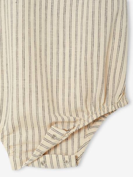 Striped baby romper in cotton/linen ecru - vertbaudet enfant 