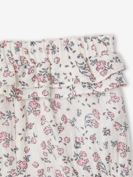 Bloomer and headband set with floral print ecru - vertbaudet enfant 