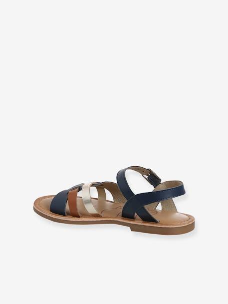 Pair of Fancy Strappy Leather Sandals for Children, Designed for Autonomy set blue - vertbaudet enfant 