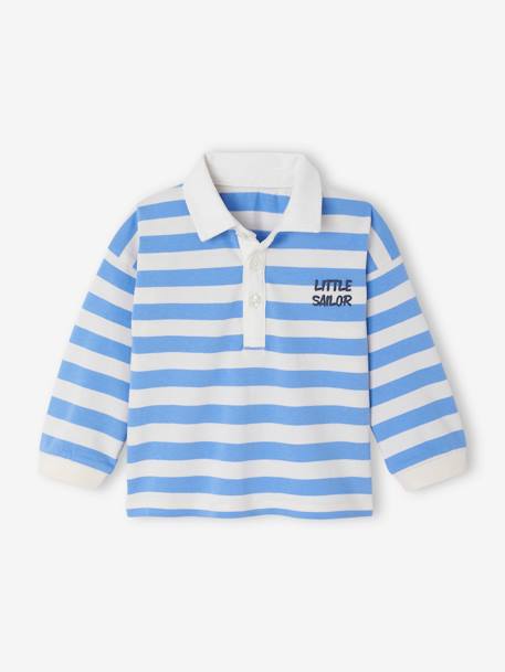 Striped Polo Shirt for Babies striped blue - vertbaudet enfant 