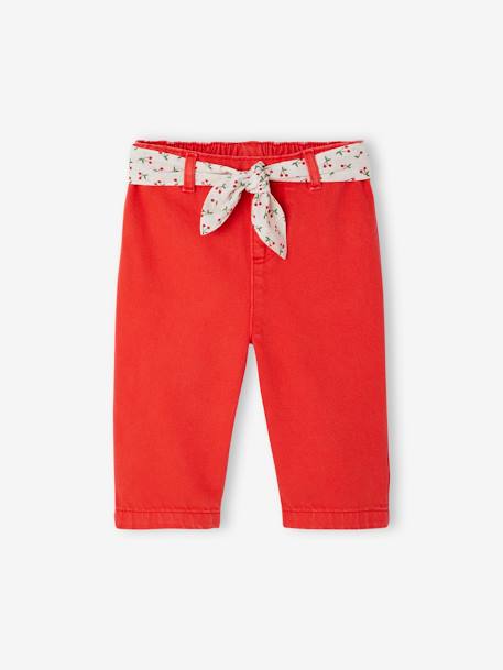 Wide Leg Trousers with Tie Belt for Babies red - vertbaudet enfant 