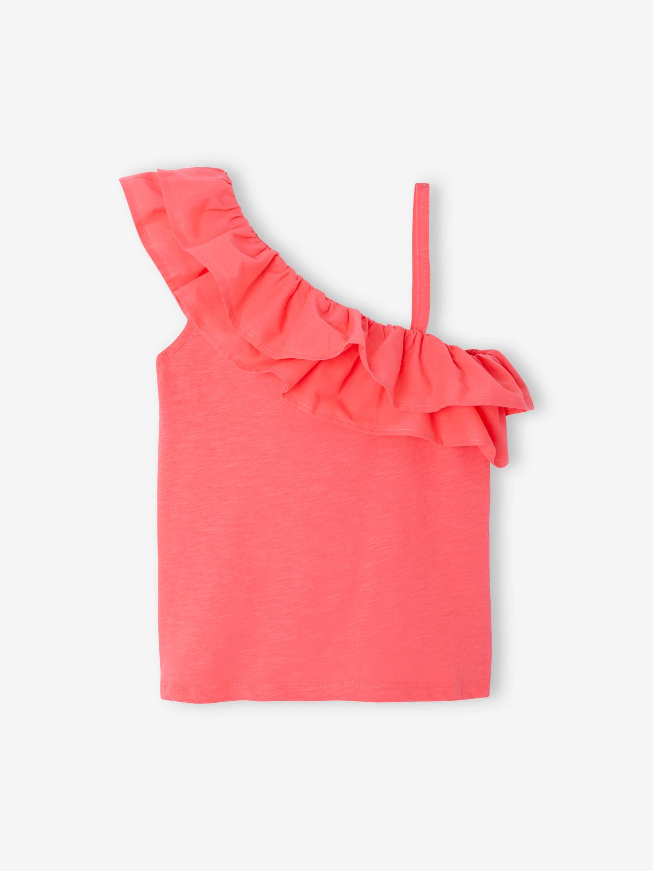 Top with Asymmetrical Frill for Girls - ecru, Girls