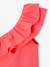Top with Asymmetrical Frill for Girls coral+ecru+sage green - vertbaudet enfant 