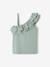 Top with Asymmetrical Frill for Girls coral+ecru+sage green - vertbaudet enfant 