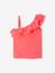 Top with Asymmetrical Frill for Girls coral+ecru+sage green - vertbaudet enfant 