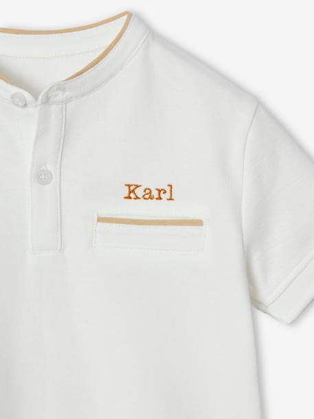 Polo garçon col Mao bleu ciel+écru+marine - vertbaudet enfant 