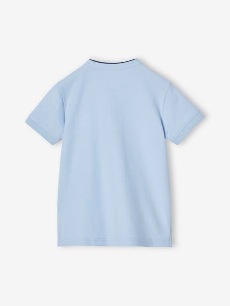 Boy's Mao collar polo shirt ecru+navy blue+sky blue - vertbaudet enfant 
