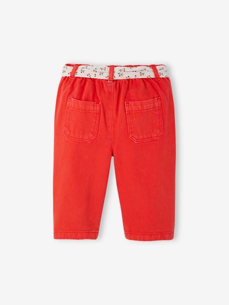 Wide Leg Trousers with Tie Belt for Babies red - vertbaudet enfant 