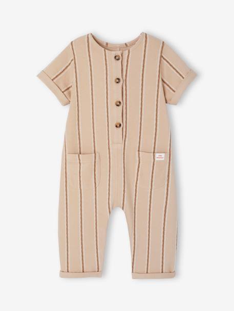 Combinaison bébé à rayures maille fantaisie sable - vertbaudet enfant 