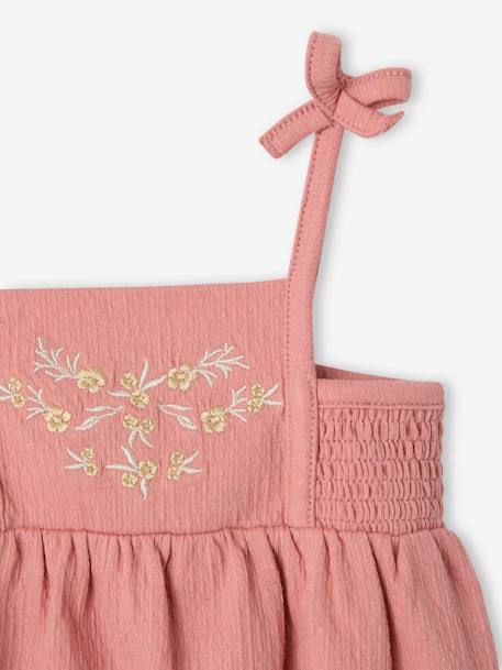 Playsuit with Smocked Bloomers for Babies rose - vertbaudet enfant 