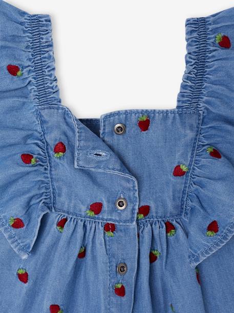 Combishort bébé en denim léger double stone - vertbaudet enfant 